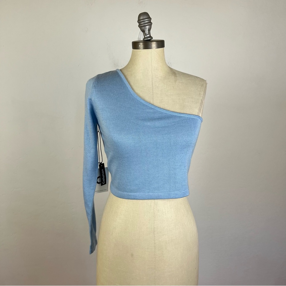 Callahan Blue One Shoulder Knit Top